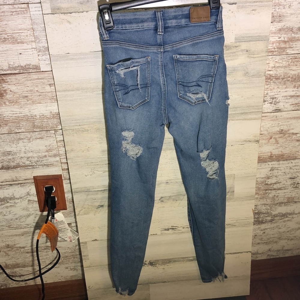 American Eagle curvy high rise Jeggings distressed jeans 0 next level stretch - Picture 4 of 13